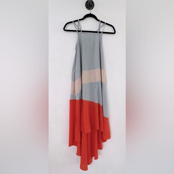 ASOS Silk Colorblock High Low Dress Womens Sz 2 - Picture 2 of 7